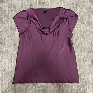AnnTaylor petal cap sleeve eggplant size large blouse